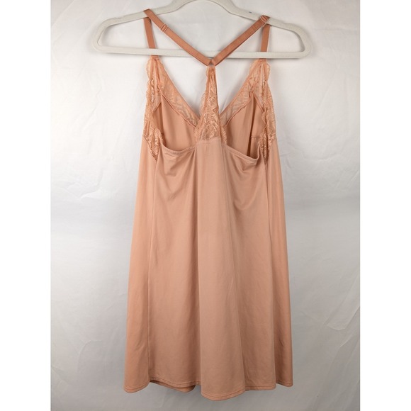Peach Lace Trim Cami Slip Dress Racerback Adjustable Fairy Dainty Coquette YqK - Picture 4 of 9